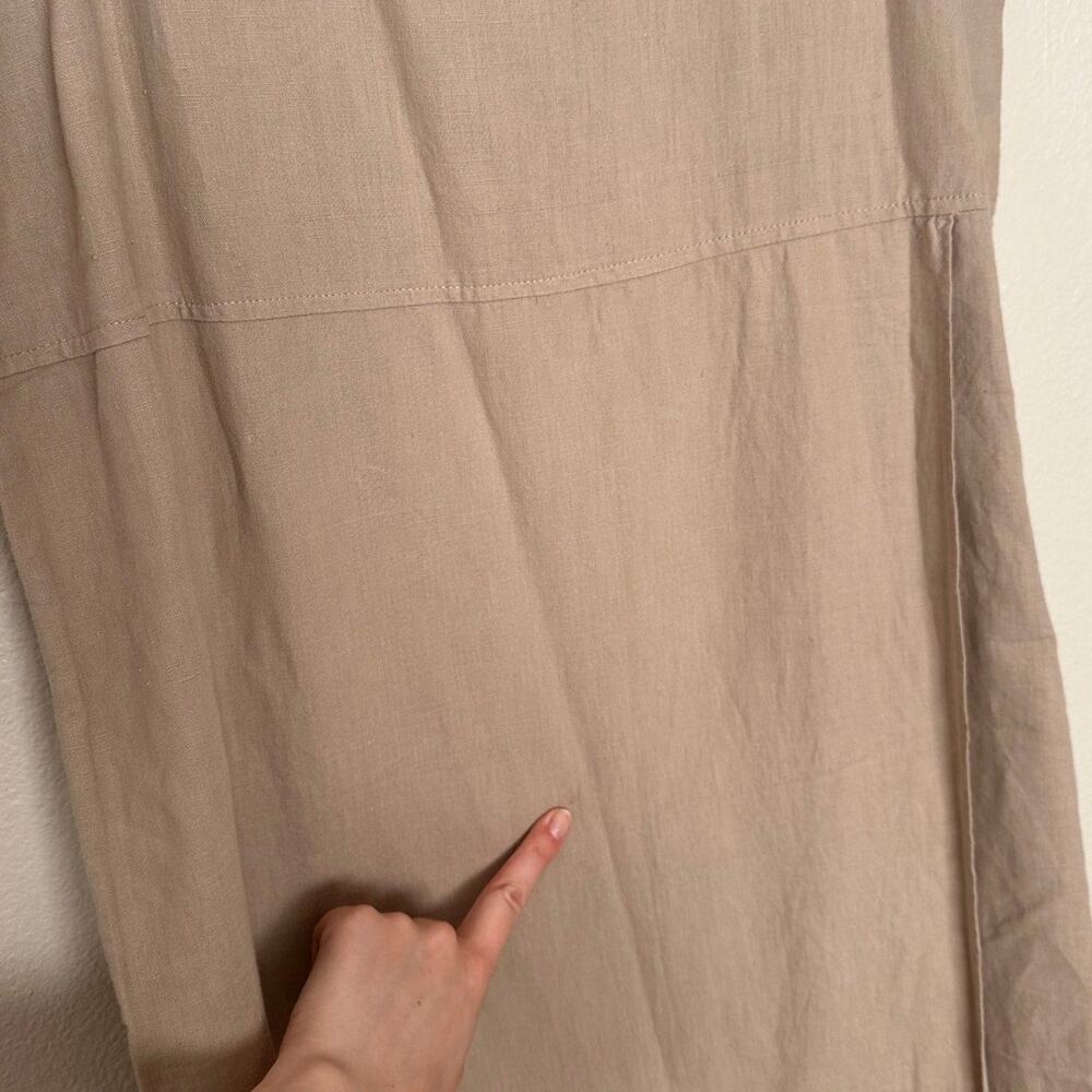 Vintage Vision Apparel Sz 10 Linen Cotton Beige Faux Wrap Maxi Dress Sleeveless - Picture 6 of 6